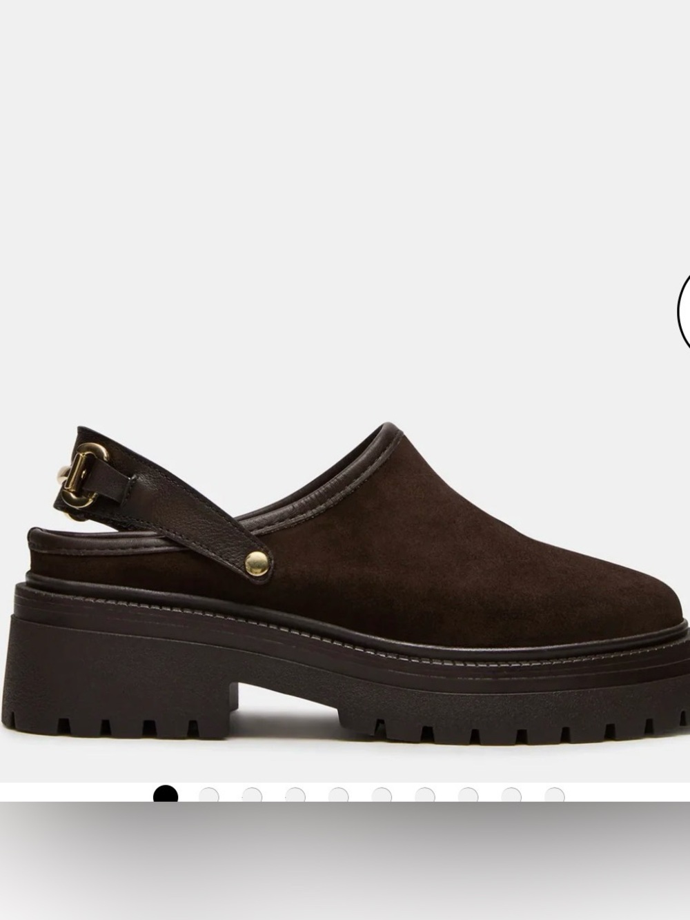 Steve Madden Dark Brown Suede Lug-Sole Slingback Clog